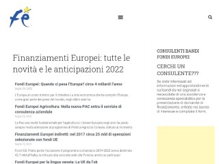 Screenshot sito: Finanziamenti Europei