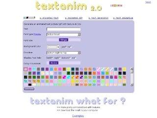 Screenshot sito: Textanim