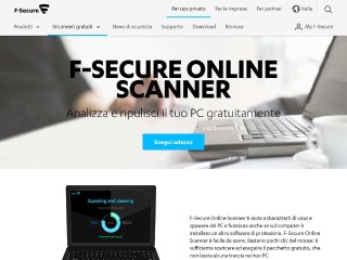 Screenshot sito: F-Secure Online Scanner