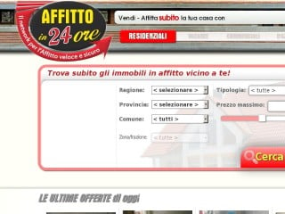 Screenshot sito: AffittoIn24Ore.it