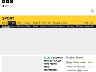 Screenshot sito: BBC News Football