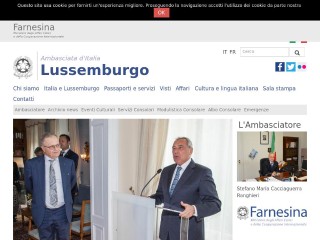 Screenshot sito: Ambasciata italiana in Lussemburgo