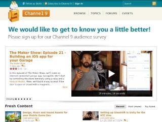 Screenshot sito: Channel9