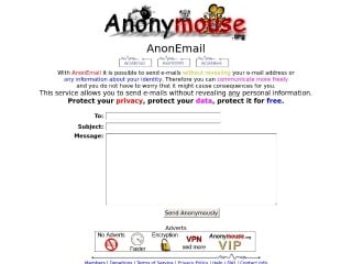 Screenshot sito: Anonemail