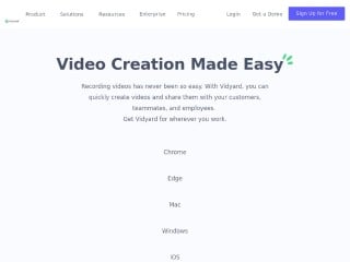 Screenshot sito: Vidyard Video Creation