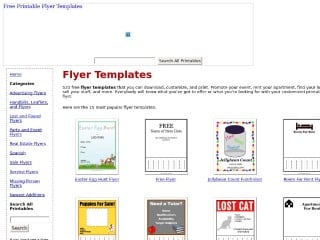 Screenshot sito: Printable flyer templates