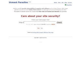 Screenshot sito: Unmask Parasites
