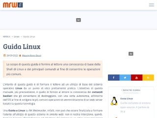 Screenshot sito: Guida Base a Linux