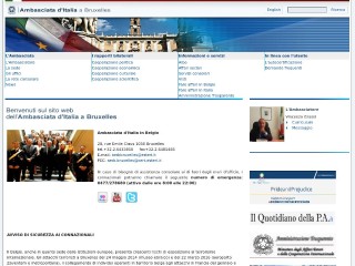 Screenshot sito: Ambasciata italiana in Belgio