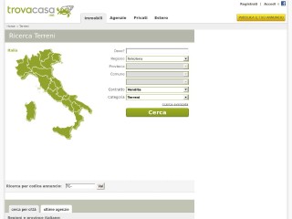 Screenshot sito: Trovacasa Terreni
