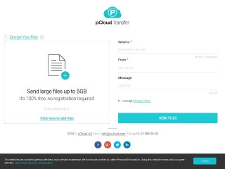 Screenshot sito: PCloud Transfer