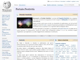 Screenshot sito: Portale Festività