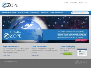 Screenshot sito: Zope.org