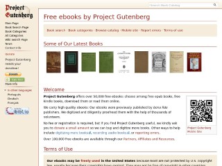 Screenshot sito: Gutenberg.org