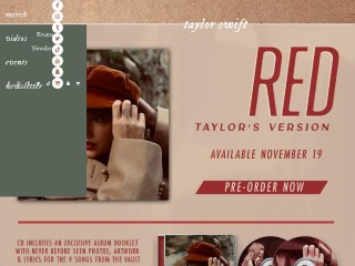 Screenshot sito: Taylor Swift
