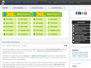 Screenshot sito: Math-worksheet.org