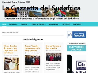 Screenshot sito: La Gazzetta del Sud Africa