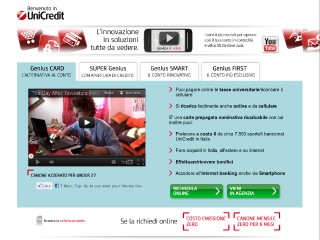 Screenshot sito: UniCredit Banca