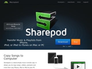 Screenshot sito: Sharepod