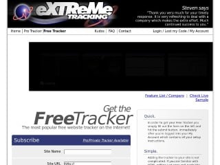 Screenshot sito: Extreme Tracking