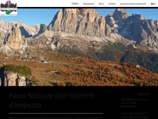 Screenshot sito: Parco Naturale delle Dolomiti