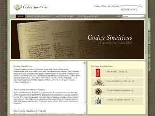 Screenshot sito: Codex Sinaiticus