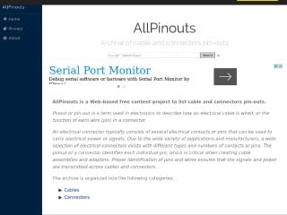 Screenshot sito: Allpinouts