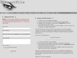Screenshot sito: SuspectFile