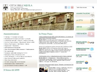 Screenshot sito: Comune di L'Aquila