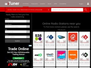 Screenshot sito: myTuner Radio