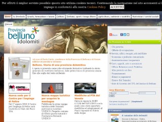Screenshot sito: Provincia di Belluno