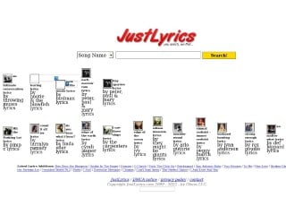 Screenshot sito: JustLyrics
