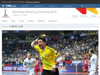 Screenshot sito: Futsal World Cup