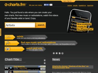 Screenshot sito: Charts.fm