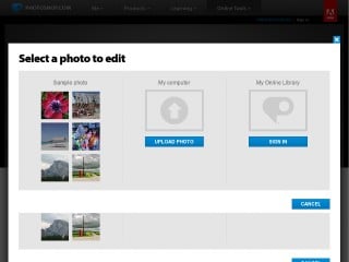 Screenshot sito: Adobe Photoshop Express