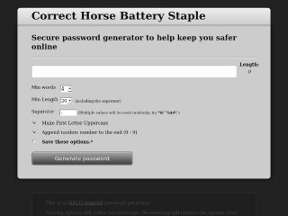 Screenshot sito: Correct Horse Battery Staple