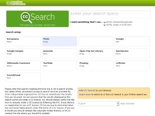 Screenshot sito: Creative Commons Search