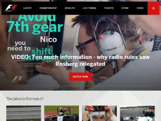 Screenshot sito: Formula1.com