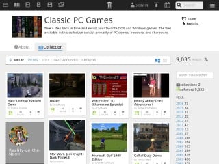 Screenshot sito: Classic PC Games