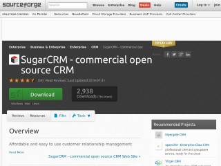 Screenshot sito: Sugar CRM