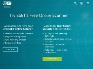 Screenshot sito: Eset.com Online Scan