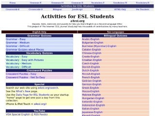 Screenshot sito: Activities for ESL