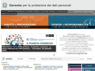 Screenshot sito: Garante Privacy