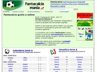 Screenshot sito: Fantacalcio Mania