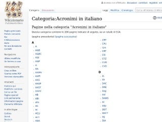 Screenshot sito: Acronimi in Italiano