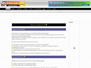 Screenshot sito: DVD Shrink