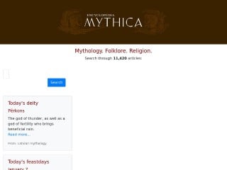 Screenshot sito: Encyclopedia Mythica