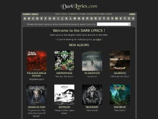 Screenshot sito: Dark Lyrics