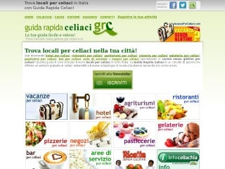 Screenshot sito: Guida Rapida Celiaci