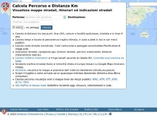 Screenshot sito: Distanze Chilometriche